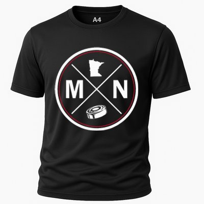 Classic Minnesota Hockey MN Outline Cooling Performance Crew T-Shirt