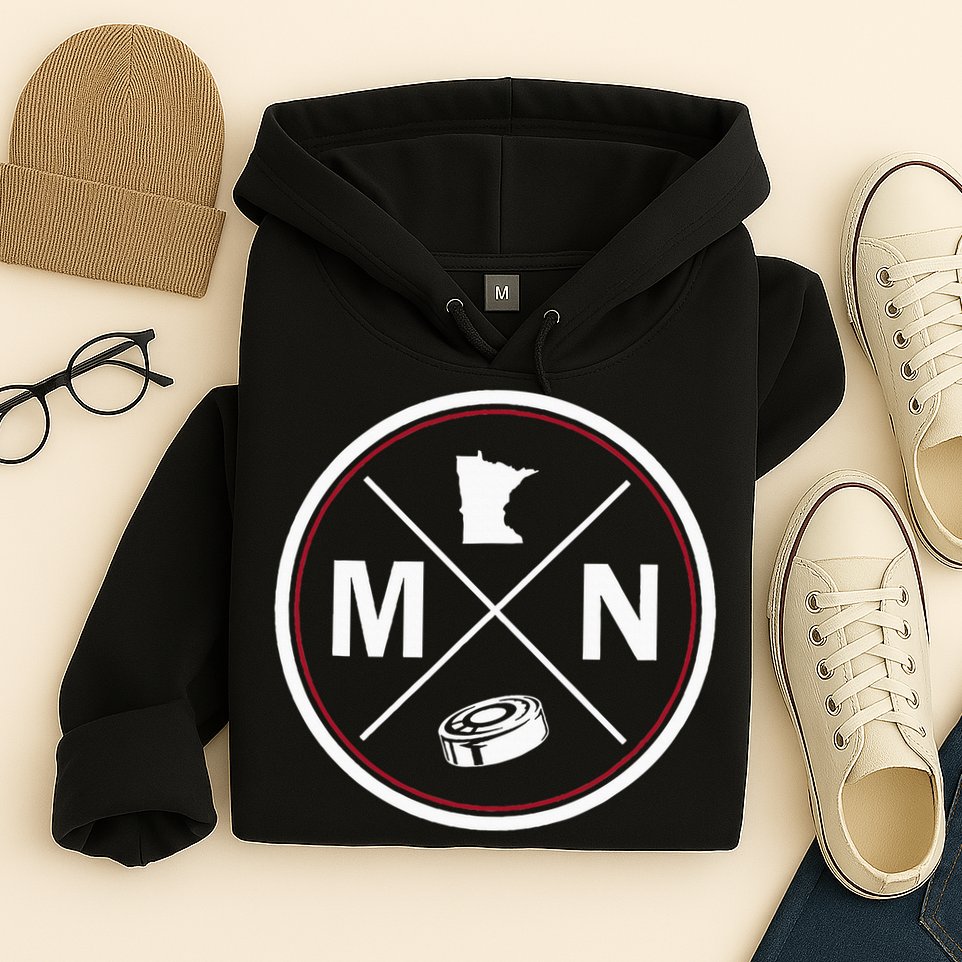 Classic Minnesota Hockey MN Outline Hoodie