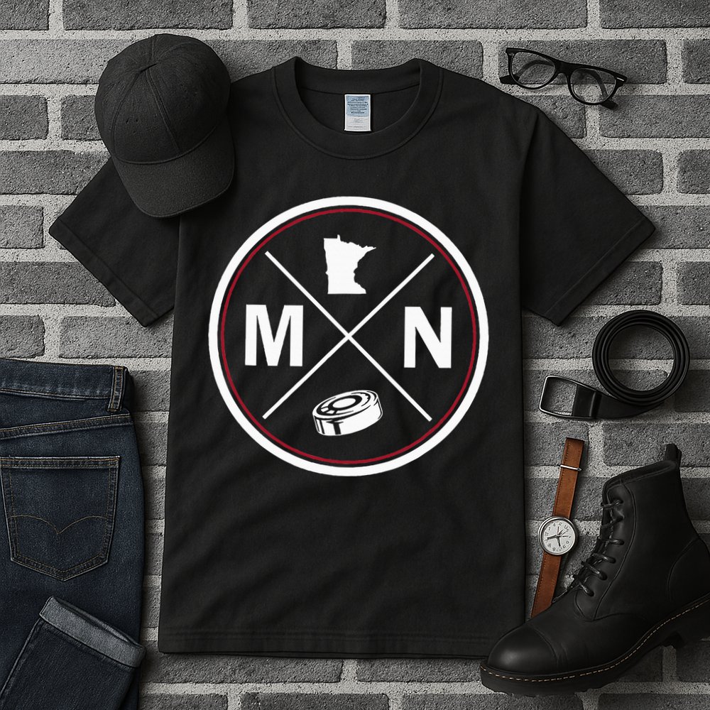Classic Minnesota Hockey MN Outline Tall T-Shirt
