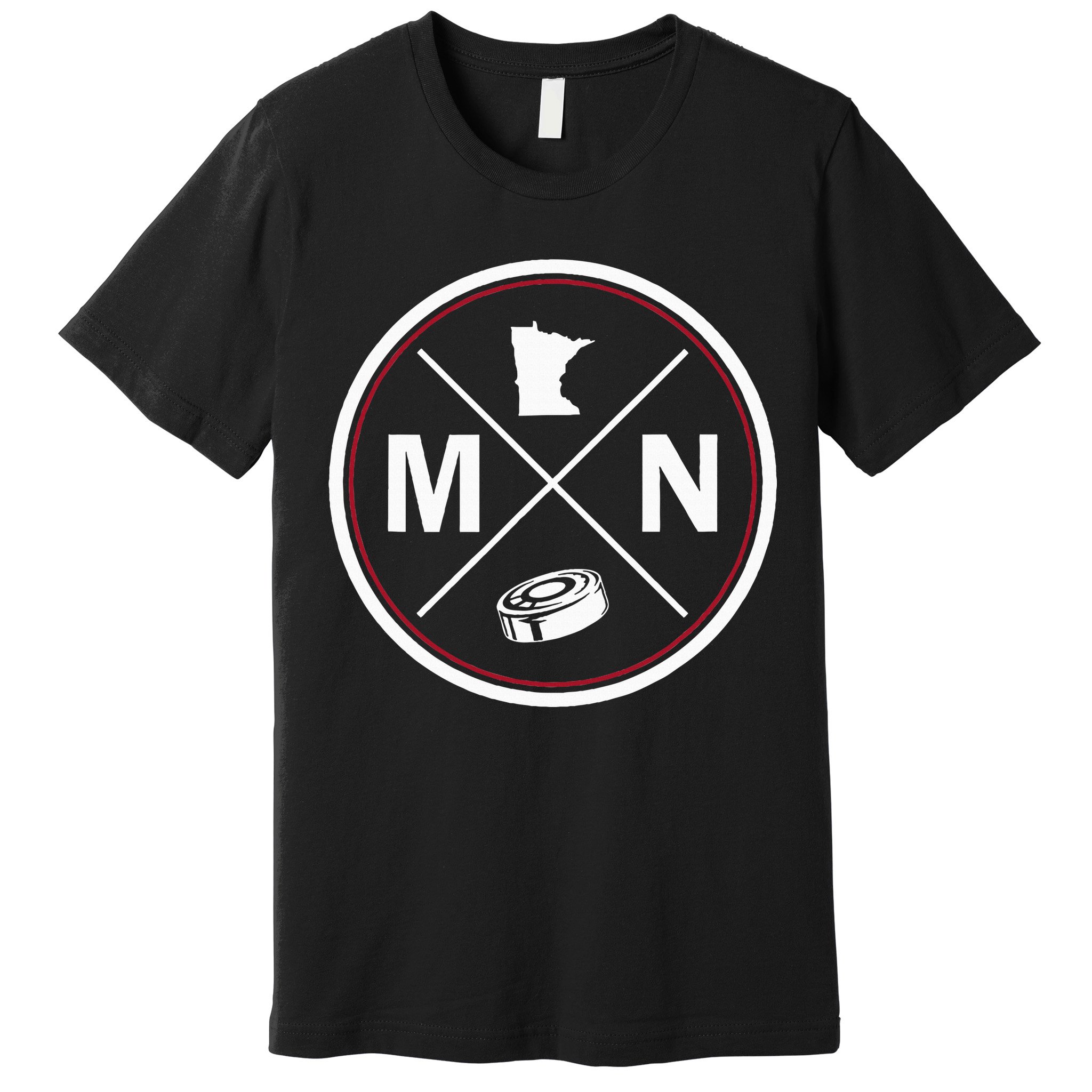 Classic Minnesota Hockey MN Outline Premium T-Shirt