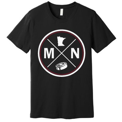 Classic Minnesota Hockey MN Outline Premium T-Shirt