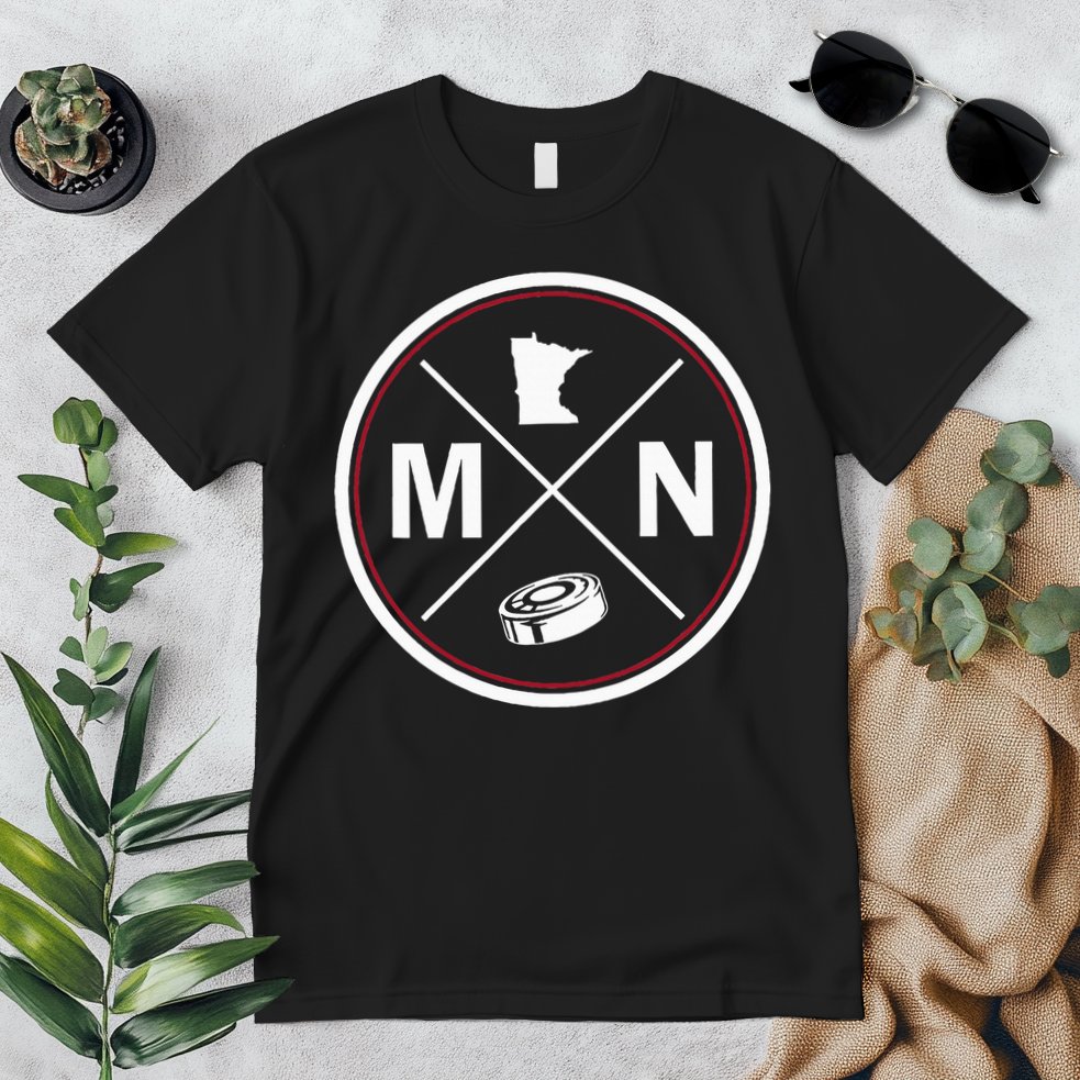Classic Minnesota Hockey MN Outline Premium T-Shirt