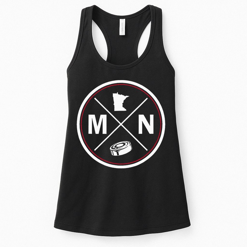 Classic Minnesota Hockey MN Outline Womens Tank Top