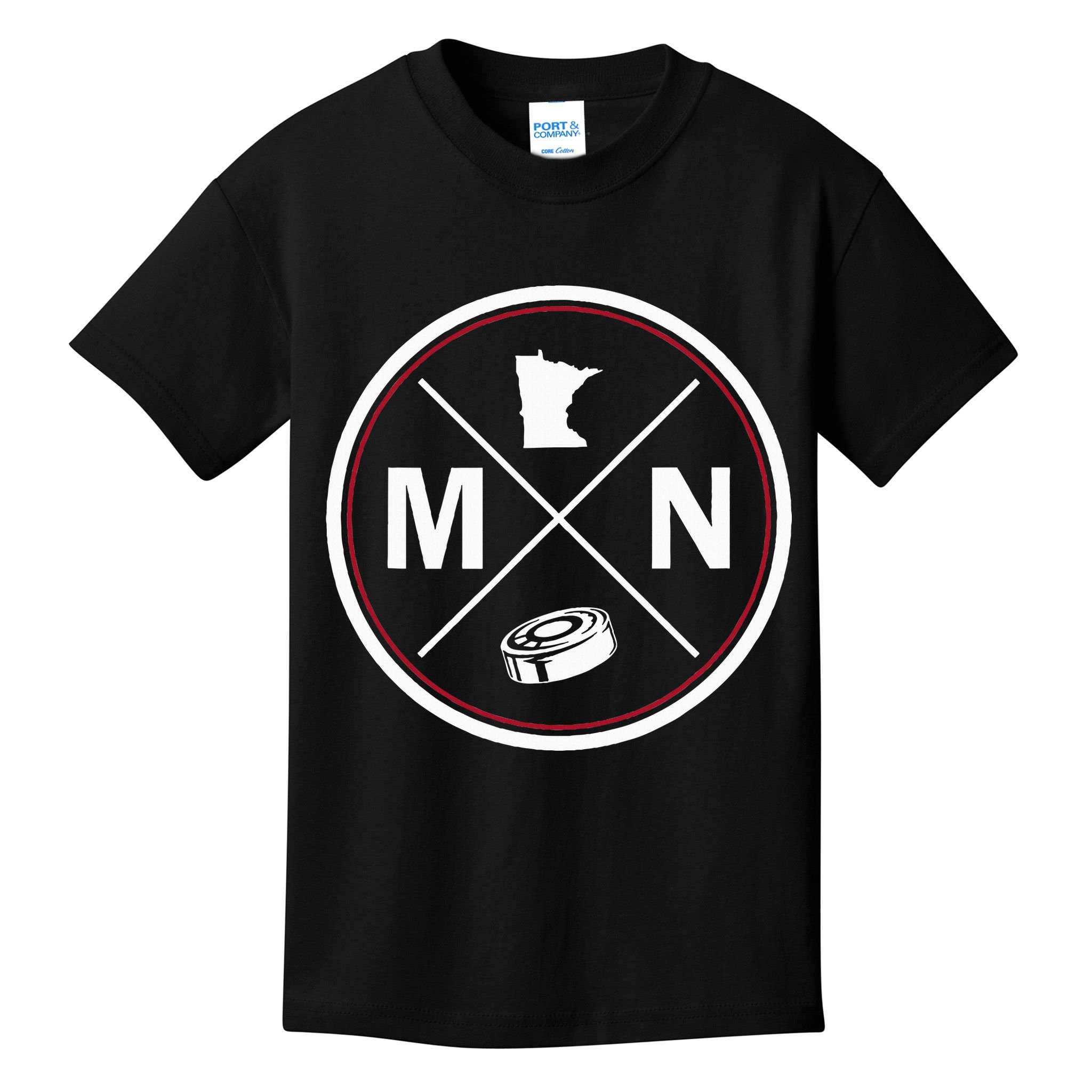 Classic Minnesota Hockey MN Outline Kids T-Shirt