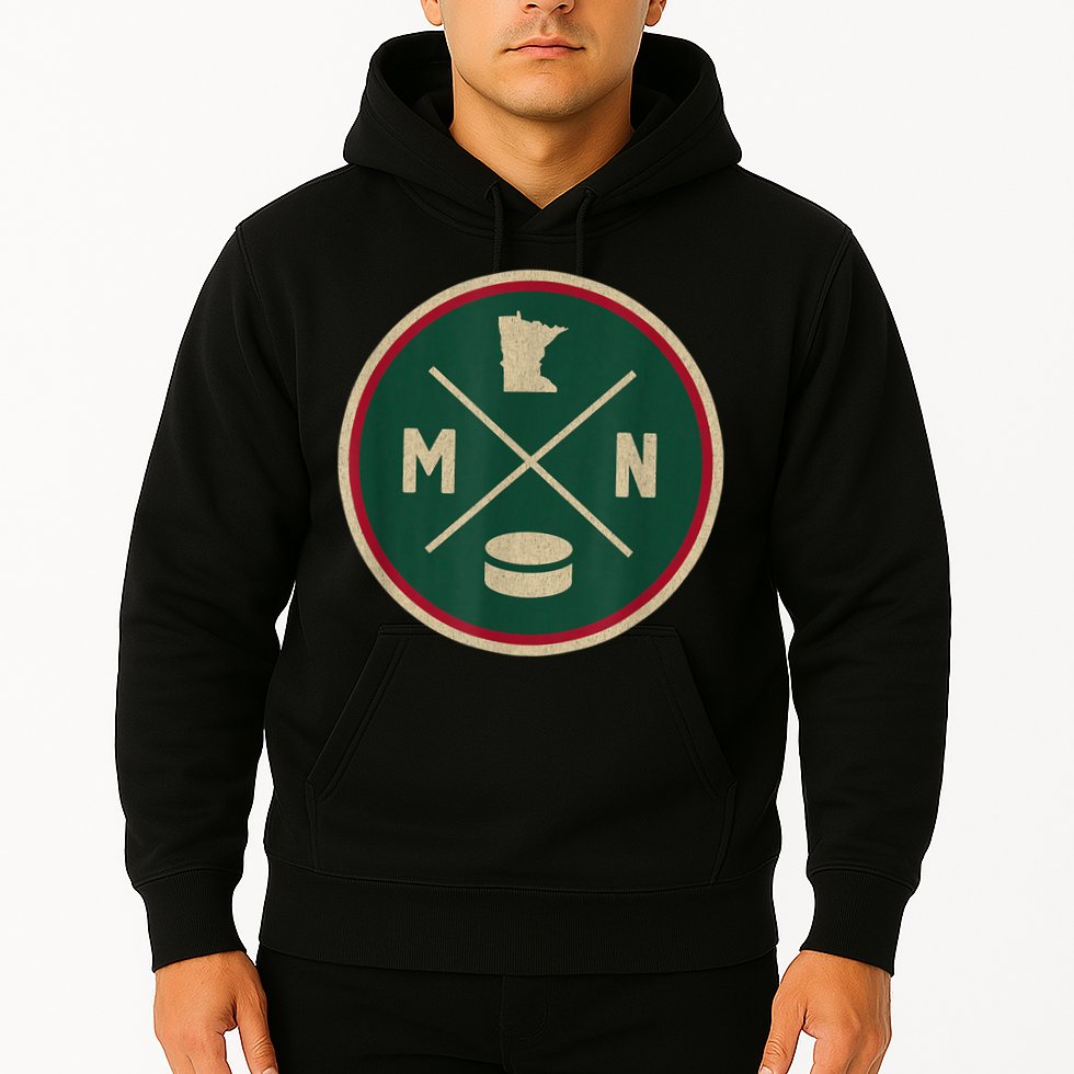 Classic Minnesota Hockey MN Outline Hoodie