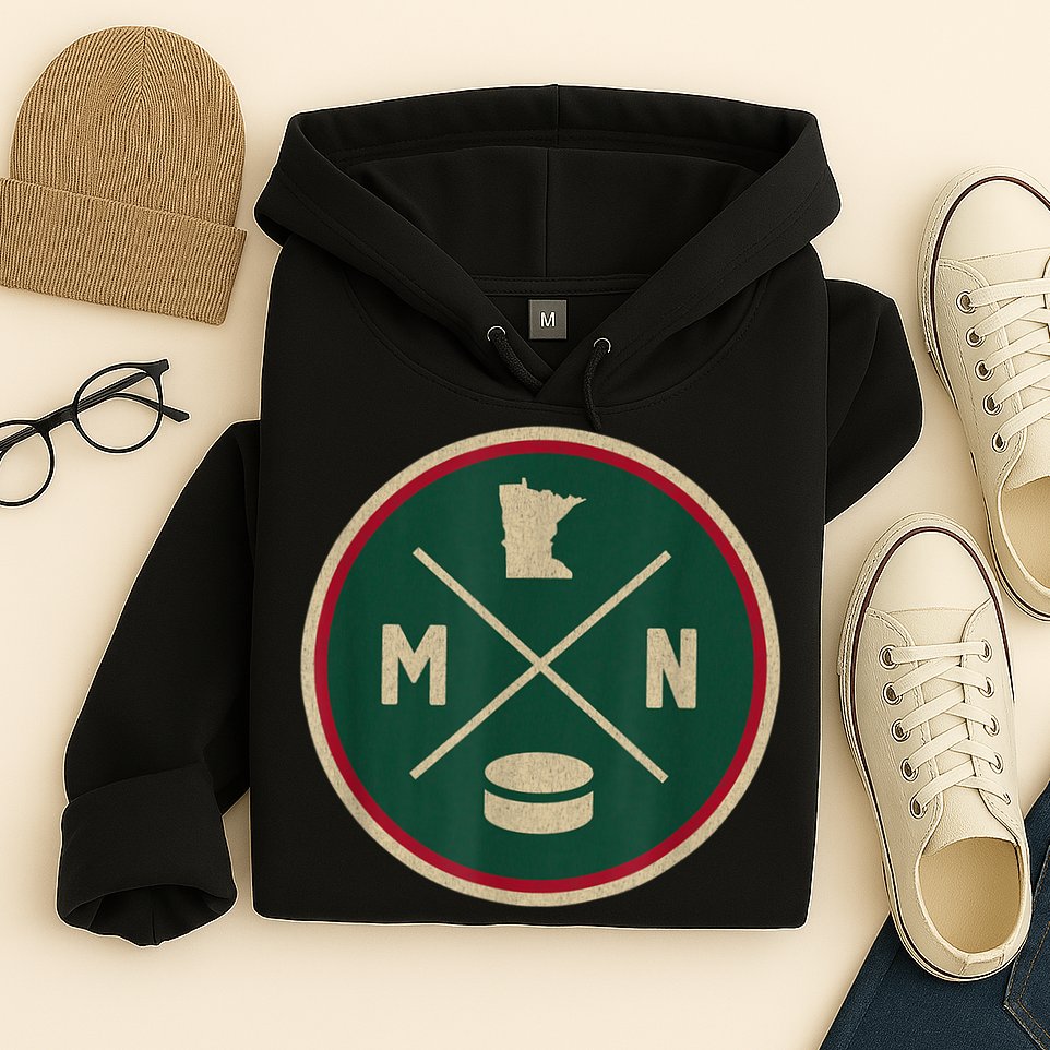 Classic Minnesota Hockey MN Outline Hoodie