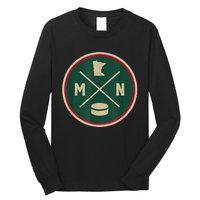 Classic Minnesota Hockey MN Outline Long Sleeve Shirt