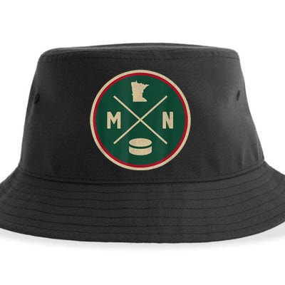 Classic Minnesota Hockey MN Outline Sustainable Bucket Hat