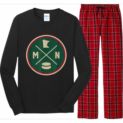 Classic Minnesota Hockey MN Outline Long Sleeve Pajama Set