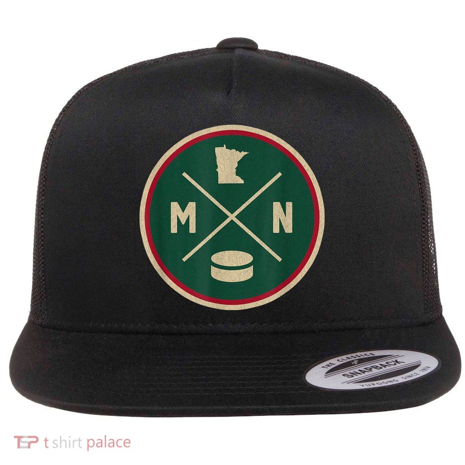 Classic Minnesota Hockey MN Outline Flatbill Hat