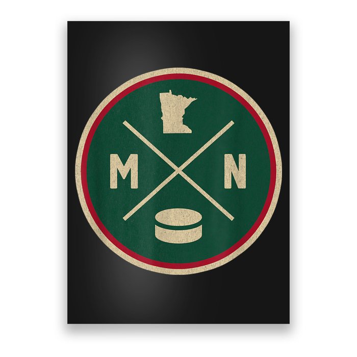 Classic Minnesota Hockey MN Outline Poster