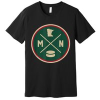 Classic Minnesota Hockey MN Outline Premium T-Shirt