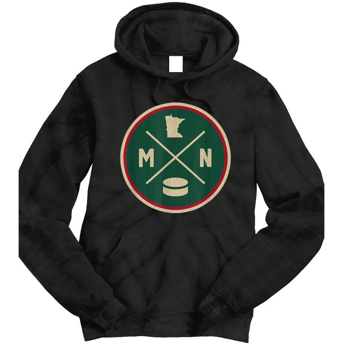 Classic Minnesota Hockey MN Outline Tie Dye Hoodie