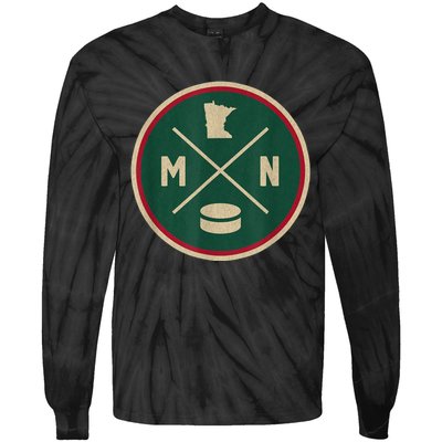 Classic Minnesota Hockey MN Outline Tie-Dye Long Sleeve Shirt