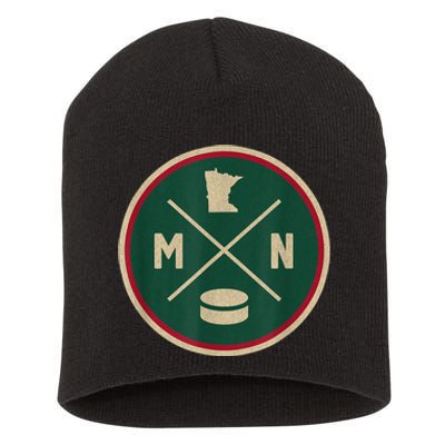 Classic Minnesota Hockey MN Outline Short Acrylic Beanie