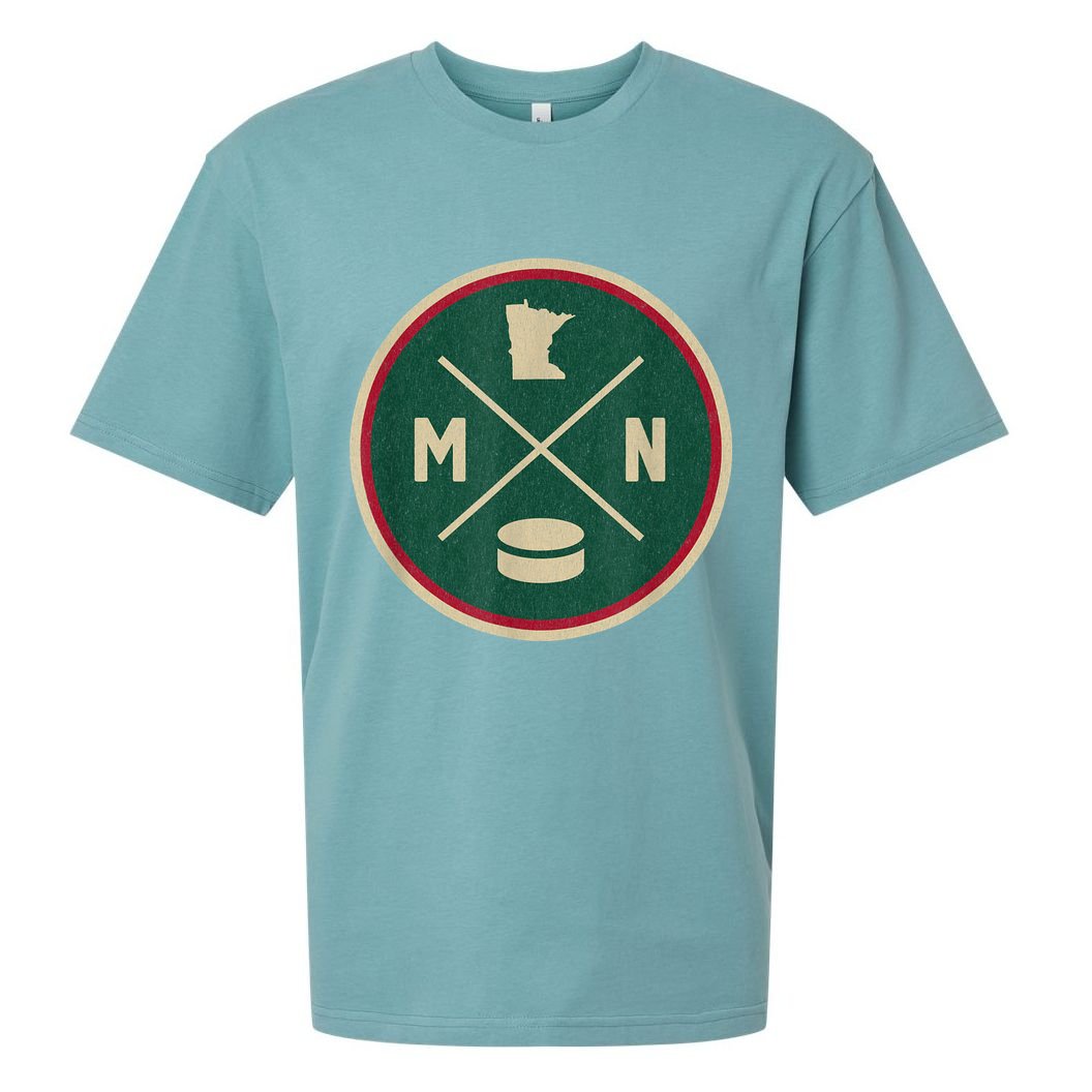 Classic Minnesota Hockey MN Outline Sueded Cloud Jersey T-Shirt