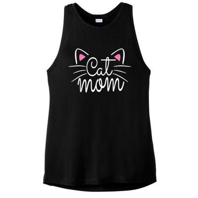 Cat Mom Happy Mothers Day For Cat Lovers Family Matching Ladies PosiCharge Tri-Blend Wicking Tank