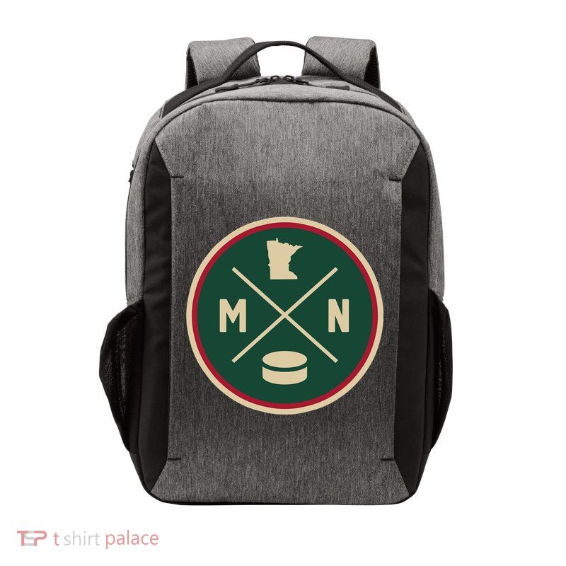 Classic Minnesota Hockey MN Outline Vector Backpack