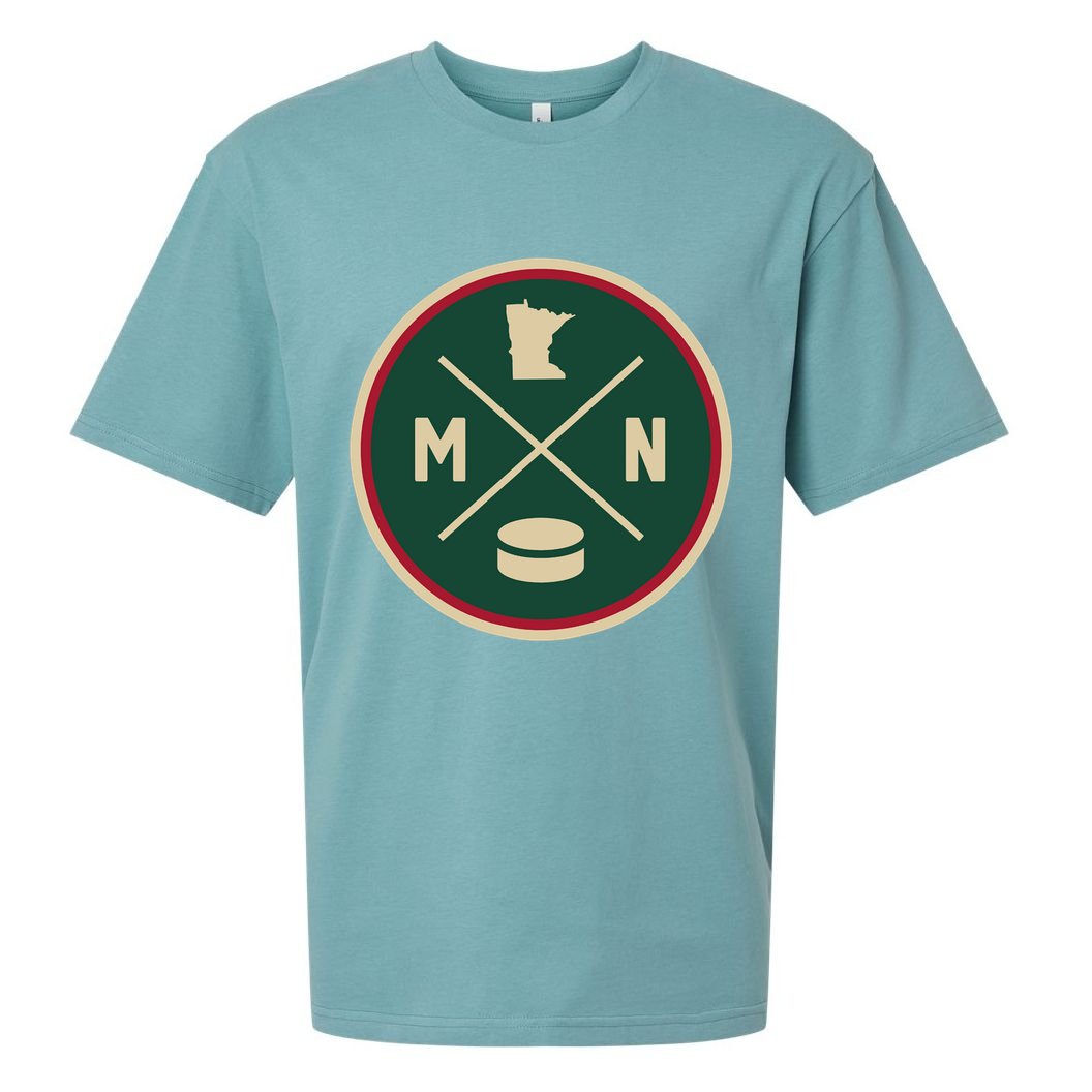 Classic Minnesota Hockey MN Outline Sueded Cloud Jersey T-Shirt