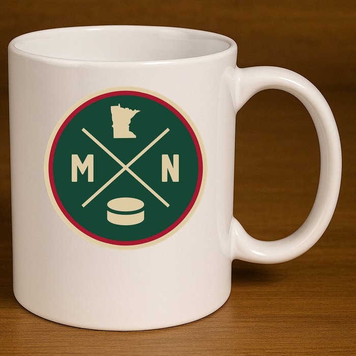 Classic Minnesota Hockey MN Outline 11oz C Handle Ceramic Mug