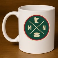 Classic Minnesota Hockey MN Outline 11oz C Handle Ceramic Mug