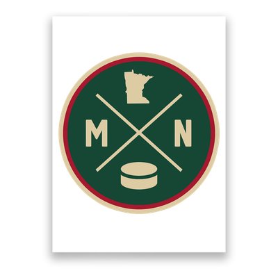 Classic Minnesota Hockey MN Outline Poster