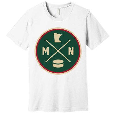 Classic Minnesota Hockey MN Outline Premium T-Shirt