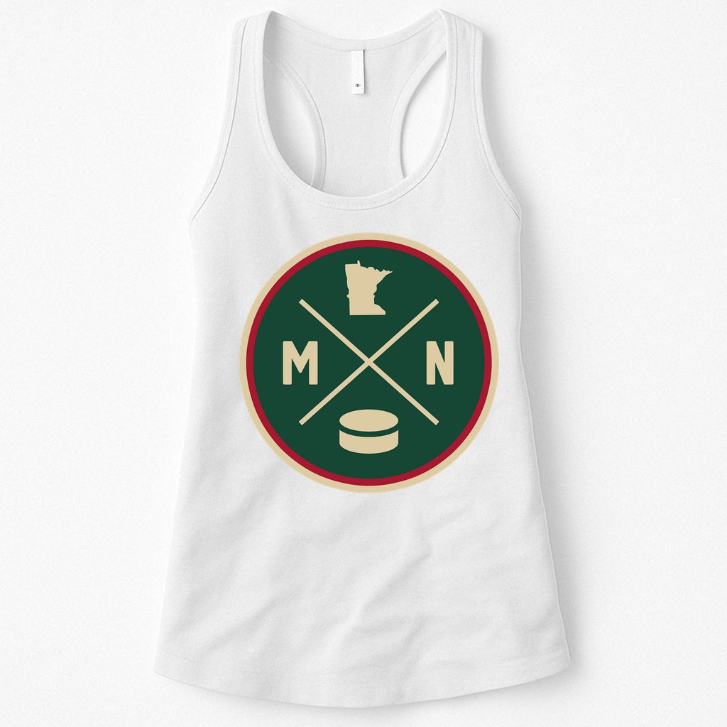 Classic Minnesota Hockey MN Outline Womens Tank Top