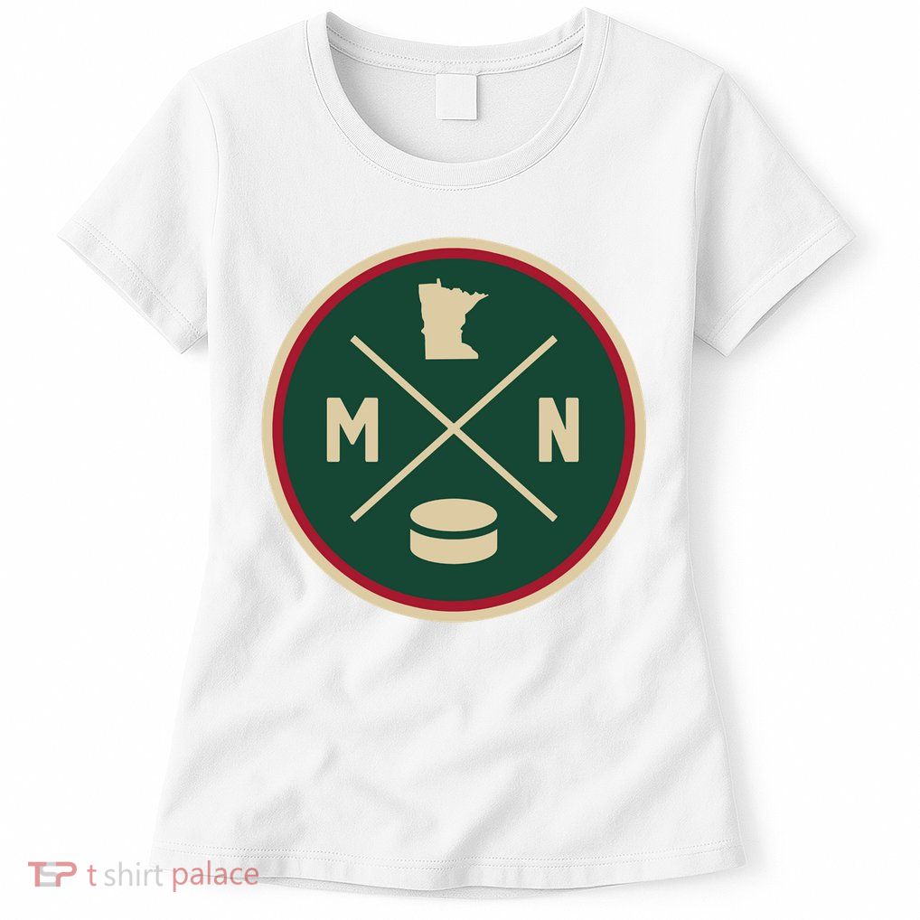Classic Minnesota Hockey MN Outline Womens T-Shirt