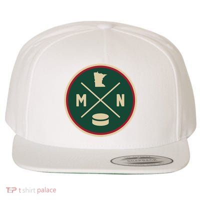 Classic Minnesota Hockey MN Outline Wool Snapback Cap