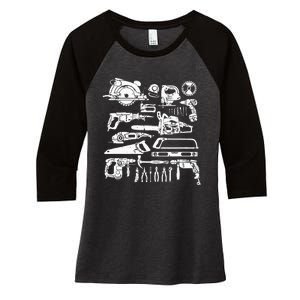 Carpenter Mechanic Hand Power Tool Saw Handyman Woodworker Women's Tri-Blend 3/4-Sleeve Raglan Shirt