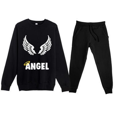 Couple Matching Halloween Costumes Angel Premium Crewneck Sweatsuit Set