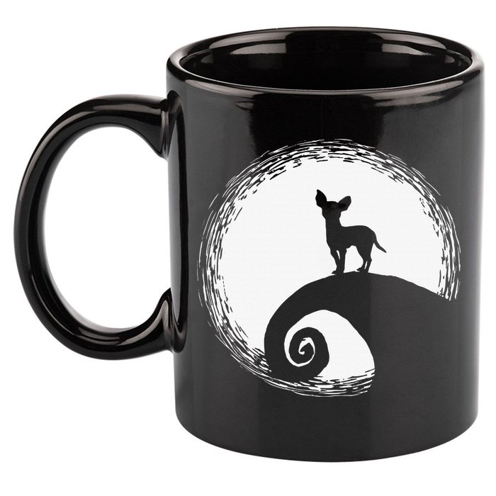 Chihuahua Moon Halloween Costume for Dog Lovers 11oz C Handle Ceramic Mug