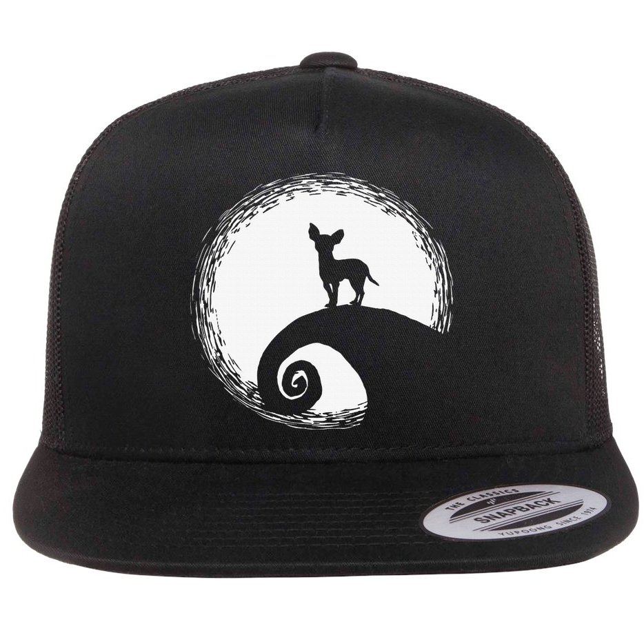 Chihuahua Moon Halloween Costume for Dog Lovers Flat Bill Trucker Hat