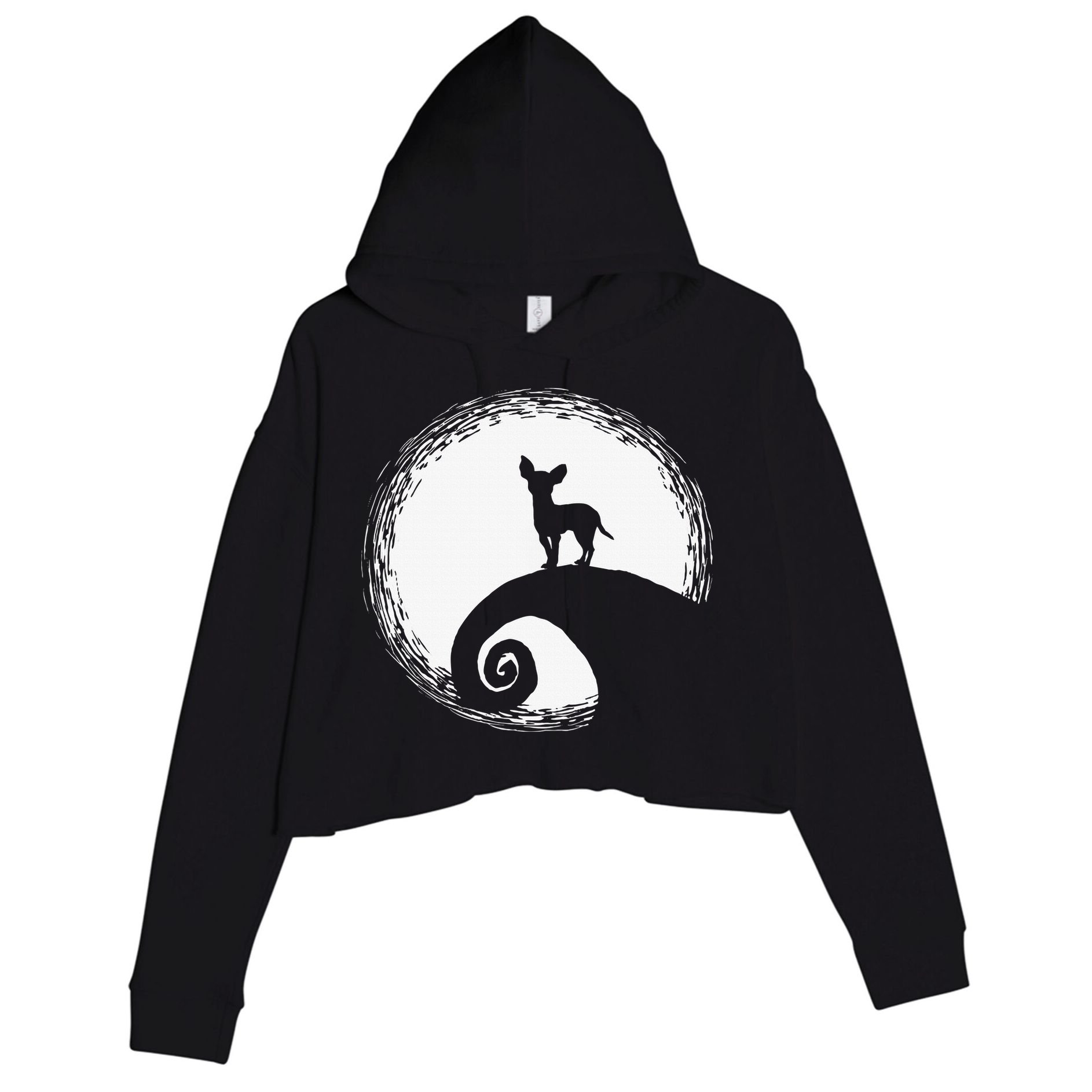 Chihuahua Moon Halloween Costume for Dog Lovers Crop Fleece Hoodie