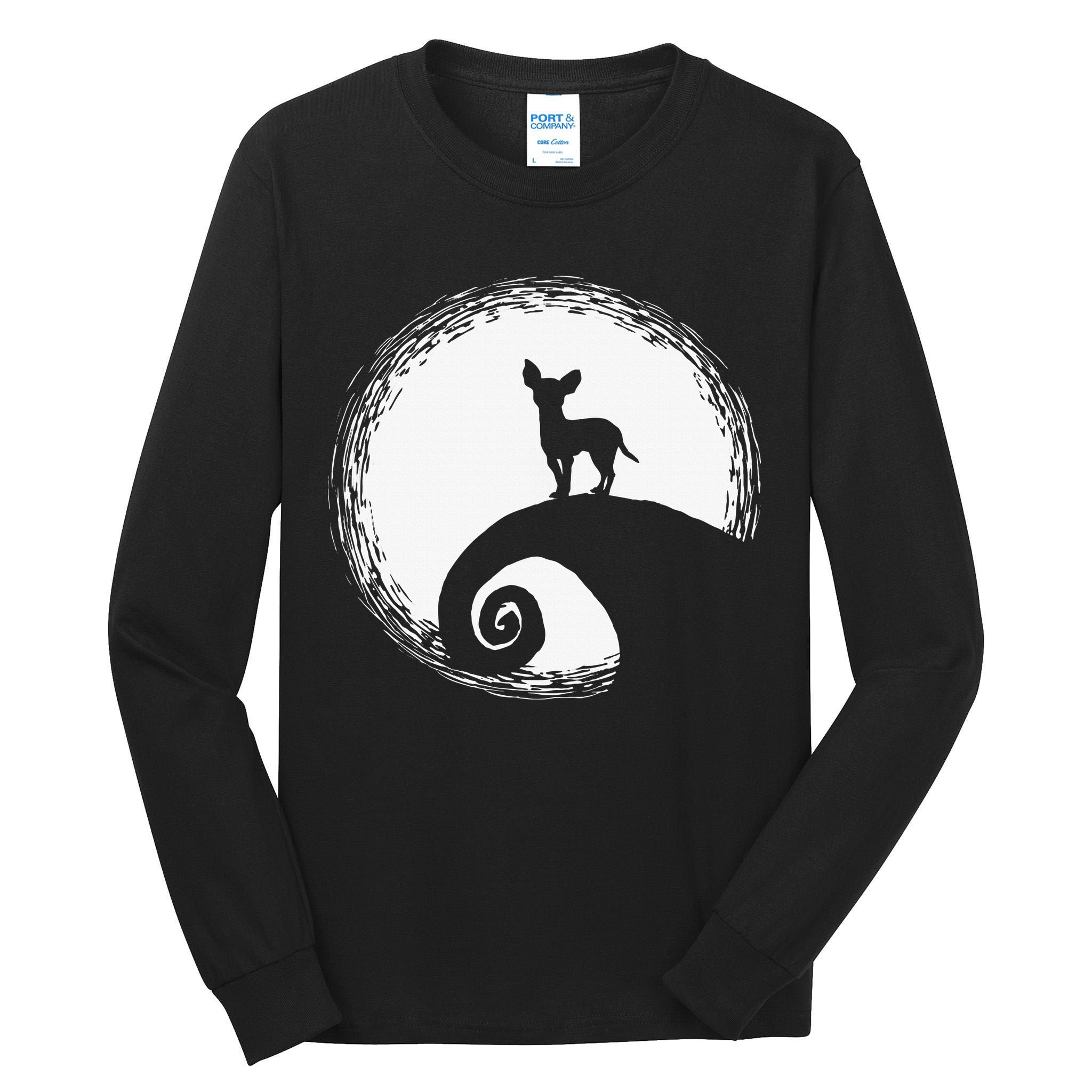 Chihuahua Moon Halloween Costume for Dog Lovers Tall Long Sleeve T-Shirt