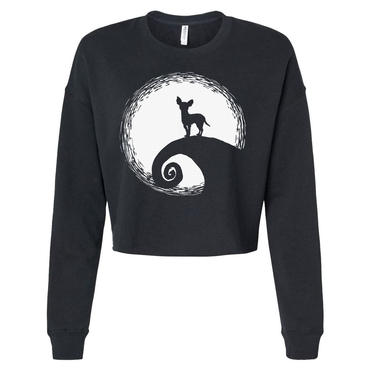 Chihuahua Moon Halloween Costume for Dog Lovers Cropped Pullover Crew