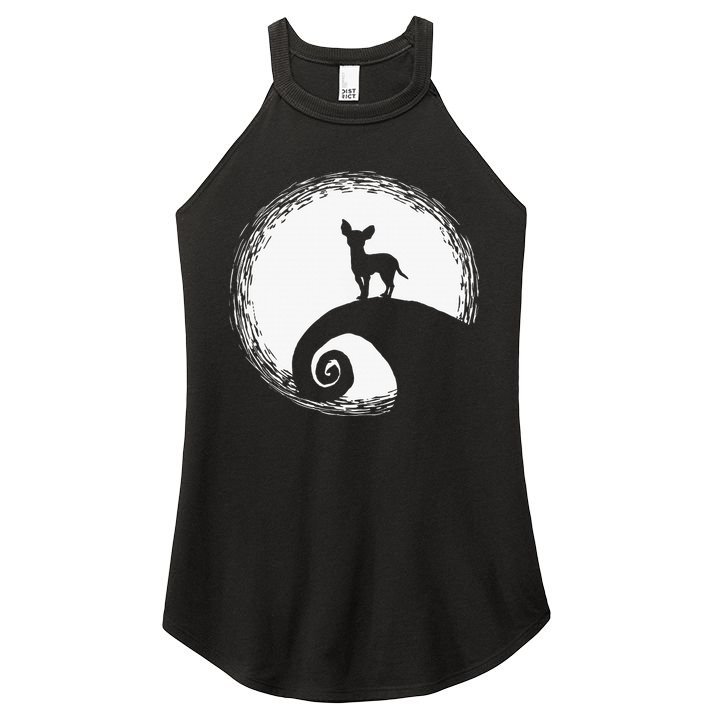 Chihuahua Moon Halloween Costume for Dog Lovers Women's Perfect Tri Rocker Tank