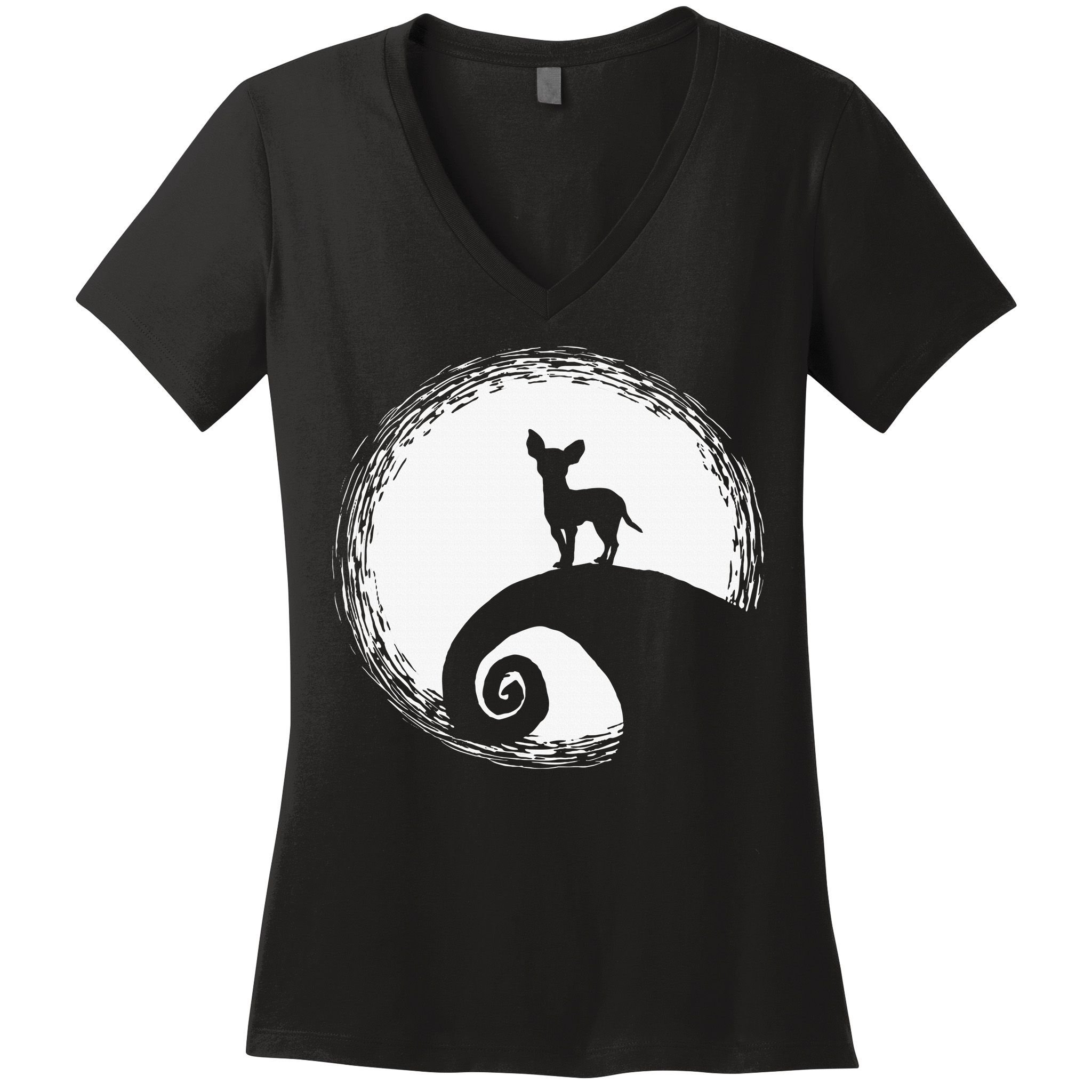 Chihuahua Moon Halloween Costume for Dog Lovers Women's V-Neck T-Shirt