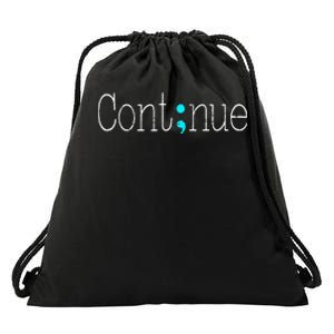 Continue Mental Health Awareness Semicolon Drawstring Bag