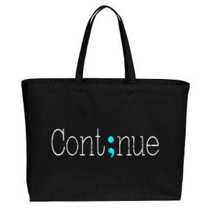 Continue Mental Health Awareness Semicolon Cotton Canvas Jumbo Tote