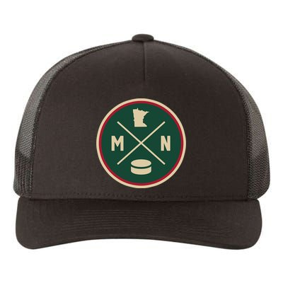 Classic Minnesota Hockey MN Outline Yupoong Adult 5-Panel Trucker Hat