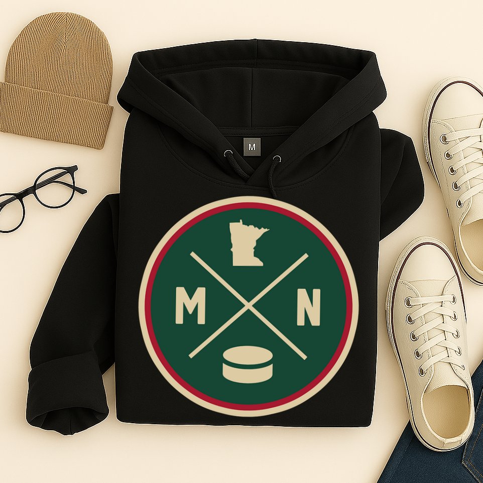 Classic Minnesota Hockey MN Outline Hoodie