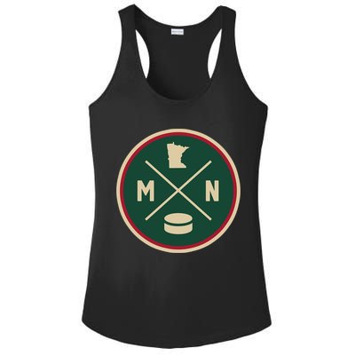 Classic Minnesota Hockey MN Outline Ladies PosiCharge Competitor Racerback Tank