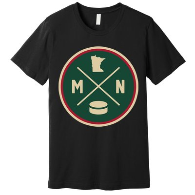Classic Minnesota Hockey MN Outline Premium T-Shirt