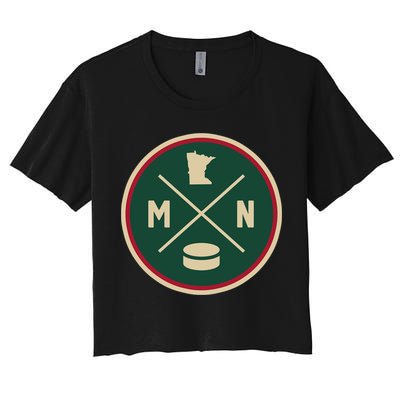 Classic Minnesota Hockey MN Outline Crop Top