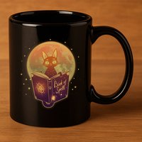 Cute Mystical Halloween Book Of Spells Cat 11oz C Handle Ceramic Mug