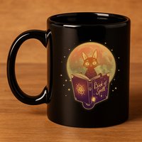 Cute Mystical Halloween Book Of Spells Cat 11oz C Handle Ceramic Mug