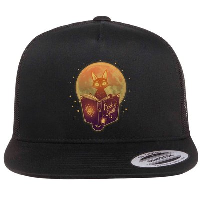 Cute Mystical Halloween Book Of Spells Cat Flatbill Hat