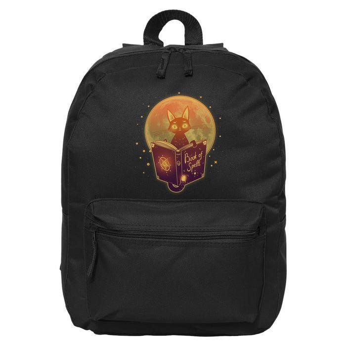 Cute Mystical Halloween Book Of Spells Cat 16 in Basic Backpack